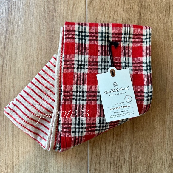 Set of 2 Holiday Kitchen Towels Red Gingham/Striped - Hearth & Hand Magnolia - Picture 6 of 7